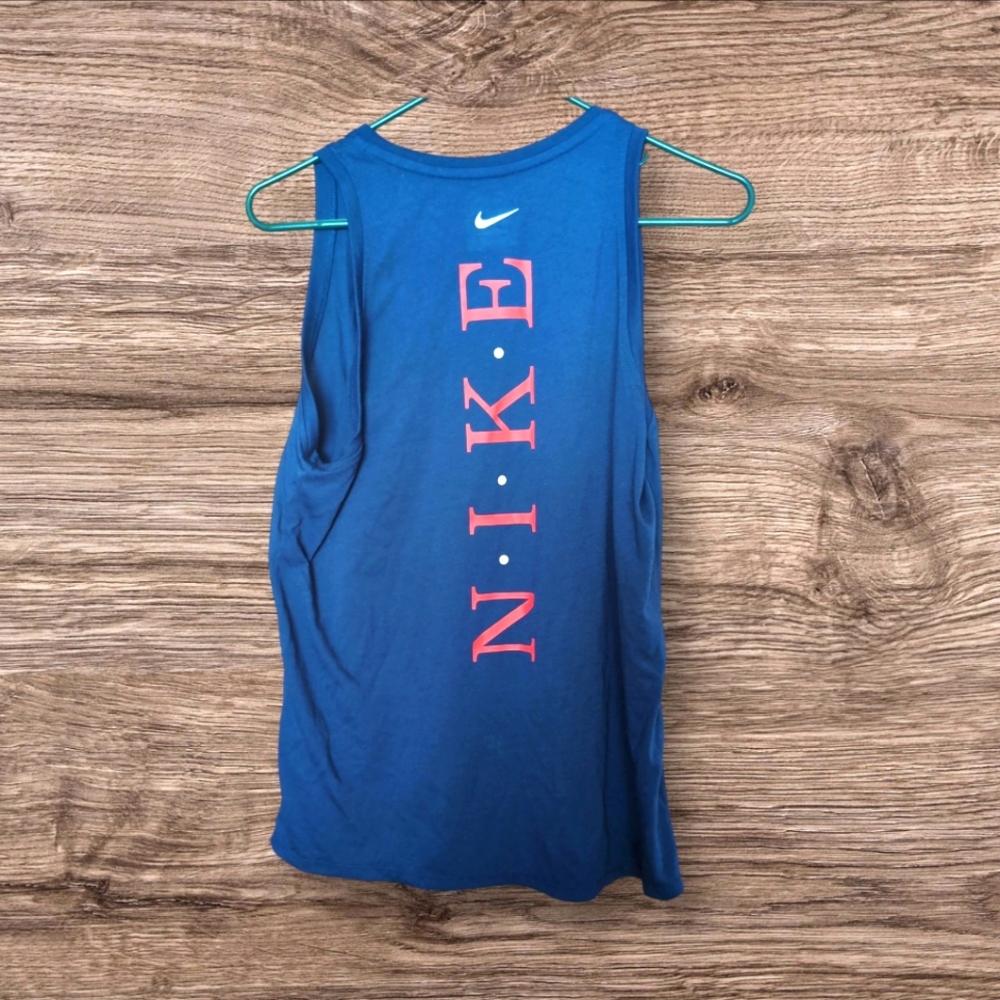 Nike Dri Fit  Large Logo Blue Tank Top.‎ Sz Med